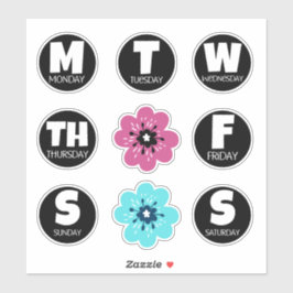 Embalagem com adesivo em dias da semana