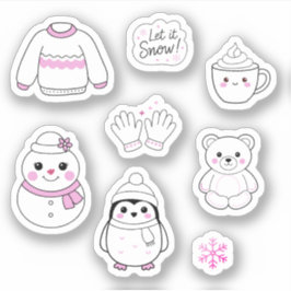Embalagem com adesivos de inverno rosa