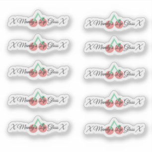 Embalagem de Brilho Labial Cereja  Logo  Adesivo