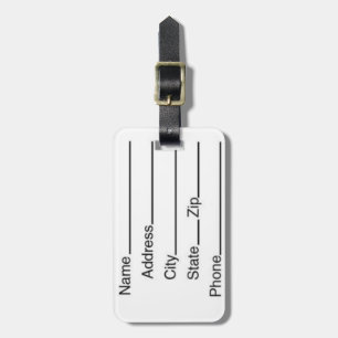 Embalagem traseira e etiqueta de bagagem com corre
