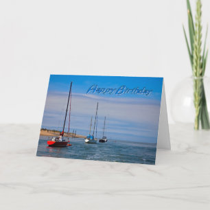 Embarcações à vela com cartão de aniversário