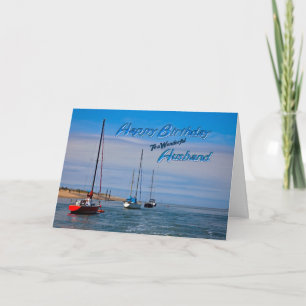 Embarcações à vela com cartão de aniversário para