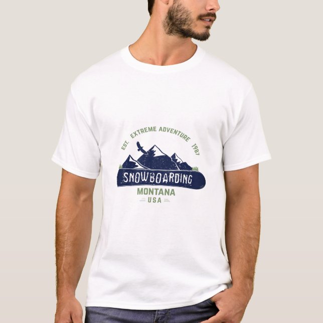 Embarque de neve com camiseta MONTANA EUA (Frente)