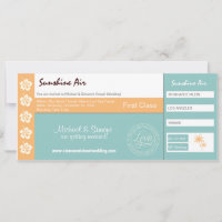 Embarque Pass Casamento Convite Turquoise laranja