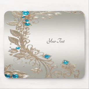 Embelagem Dourada do Mousepad de Pedras Azuis