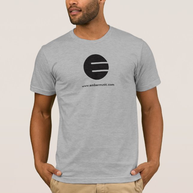 Ember Music "Black E" T-Shirt - A Heather Cinza (Frente)
