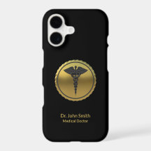 Emblema Caduceu Dourado 3D Profissional Médico