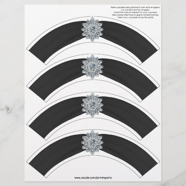 Embrulho de Cupcake Glitz e Glamour - Preto (Frente)