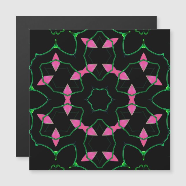 Emerald and Pink Kaleidoscope Magnetic Card (Frente/Verso)