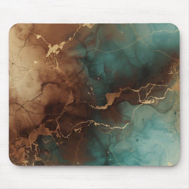 Emerald Copper Marble Luxe Mousepad (Frente)
