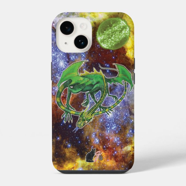 Emerald Cosmic Dragon capas de iphone de Casal-Mat (Verso)