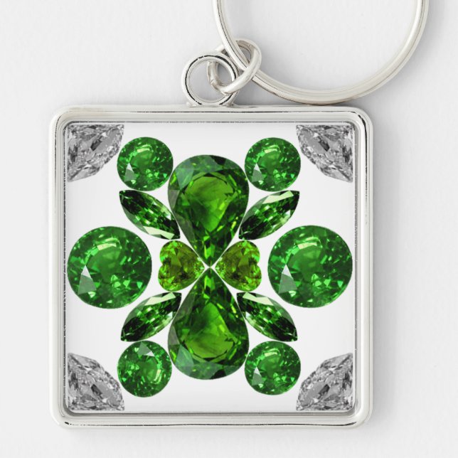 Emerald Diamond Gemstone Art Chaveiro (Frente)