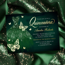 Emerald Dourada Borboleta Vestida Quinceanera