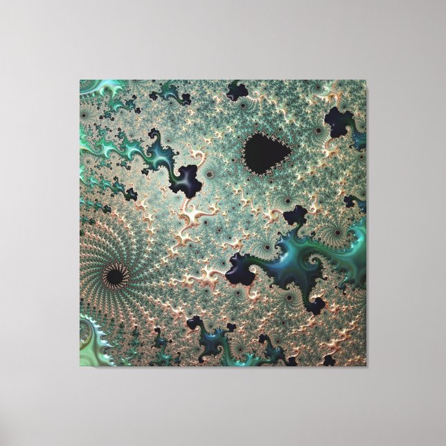 Emerald e Dourado Mandelbrot Canvas (Frente)