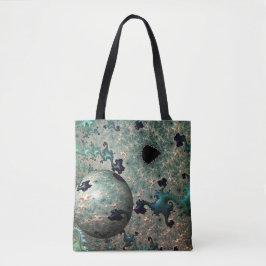Emerald e Dourado Mandelbrot com Sphere Tote Bag