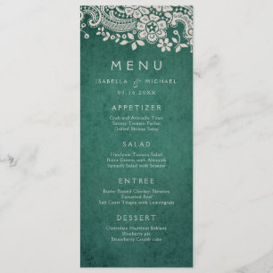 Emerald elegante vintage lace rústico menu de cas