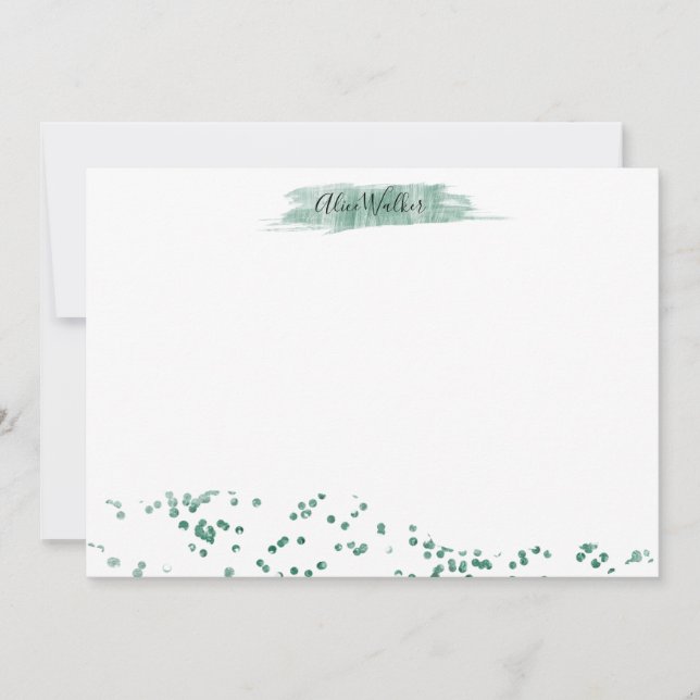 Emerald Glitter ⎢ Cartão de Nota Personalizado (Frente)