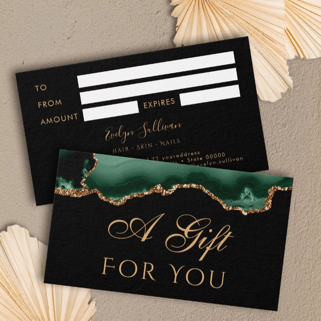 emerald green Agate on Black Gift Card (Criador carregado)