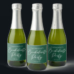 Emerald Green Bachelorette Party Personalized Mini<br><div class="desc">This solid emerald green bachelorette party mini champagne label features classic white script for a bride who loves the outdoors and nature. Celebrate your friend with this deep color on this chic,  minimalist bachelorette party design.</div>