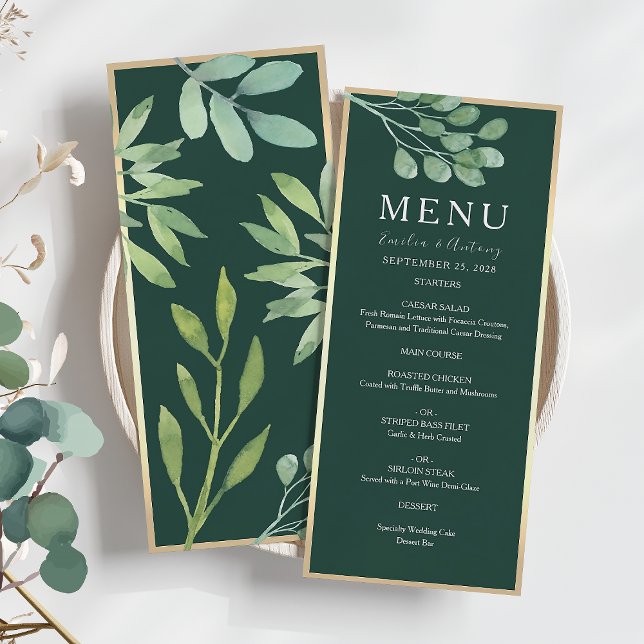Emerald Green Botanical Wedding Menu (Criador carregado)