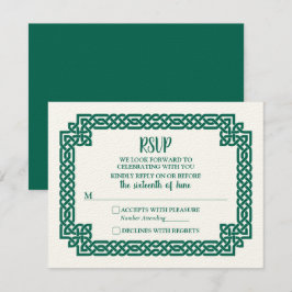 Emerald Green Celtic Knot Claddagh Wedding RSVP