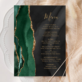 Emerald Green Dourado Black Agate Menu Casamento