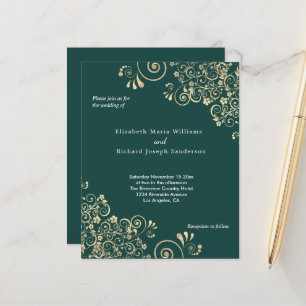 Emerald Green Dourado Convite para Casamento de Su