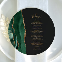Emerald Green Dourado Dark Round Plate Menu