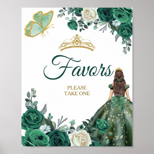 Emerald Green Dresses Quinceañera favorece Poster (Frente)