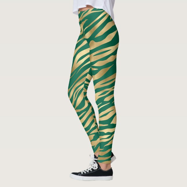 Emerald Green e Zebra Dourada/Tiger Strike Legging (Esquerda)