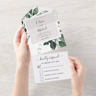 Emerald Green Eucalyptus Greenery Wedding RSVP