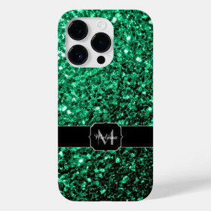 Emerald Green faux glits brilha monograma
