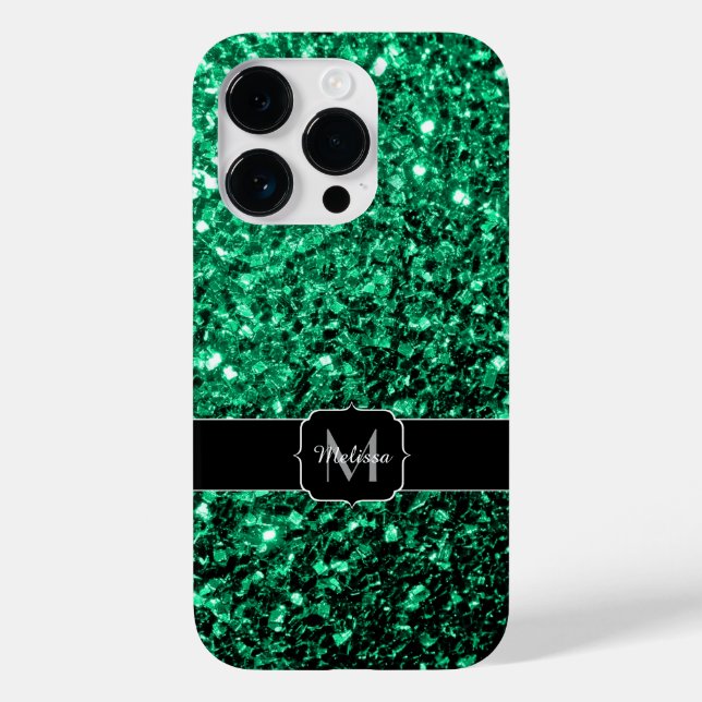 Emerald Green faux glits brilha monograma (Verso)