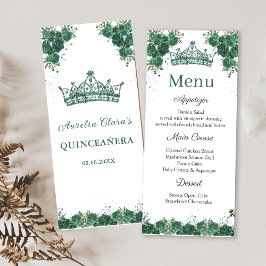 Emerald Green Floral Quinceañera Menu