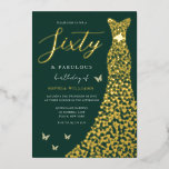 Emerald Green Gold Foil Gown 60ª Festa de aniversá<br><div class="desc">Emerald Green Gold Foil Gown 60ª Festa de aniversário Foil Convite Ver outros convites em nossa Loja de Nest e Niche</div>