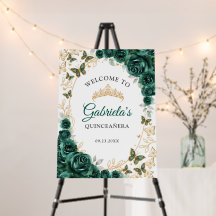 Emerald Green Gold Quinceanera Welcome