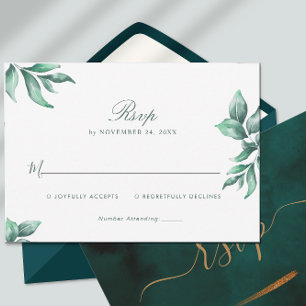 Emerald Green Marble & Dourado Eucalyptus RSVP