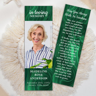 Emerald Green Memorial Funeral Poem Bookmark