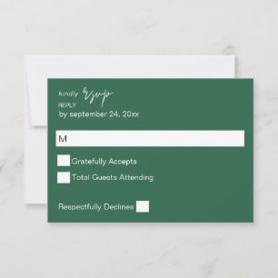 Emerald Green MOD Calliographic no Meal RSVP