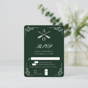 Emerald Green Monograma e Arrows Wedding RSVP