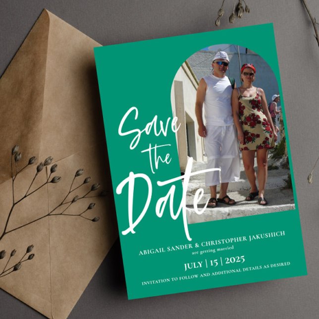 Emerald Green Photo Salve a data Convite (Criador carregado)