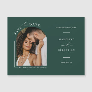 Emerald Green Photo Save the Date Magnetic Card (F