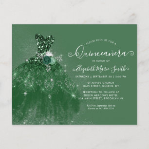 Emerald Green Silver Glitter Quinceanera