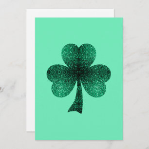 Emerald Green Sparkles Shamrock Clover Convite