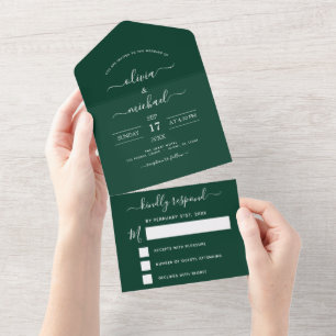 Emerald Green Wedding Modern Typografia RSVP