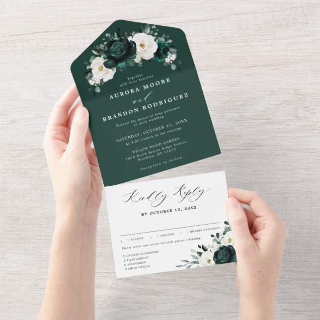 Emerald Greenery Eucalyptus White Floral Casamento (Aba destacável)