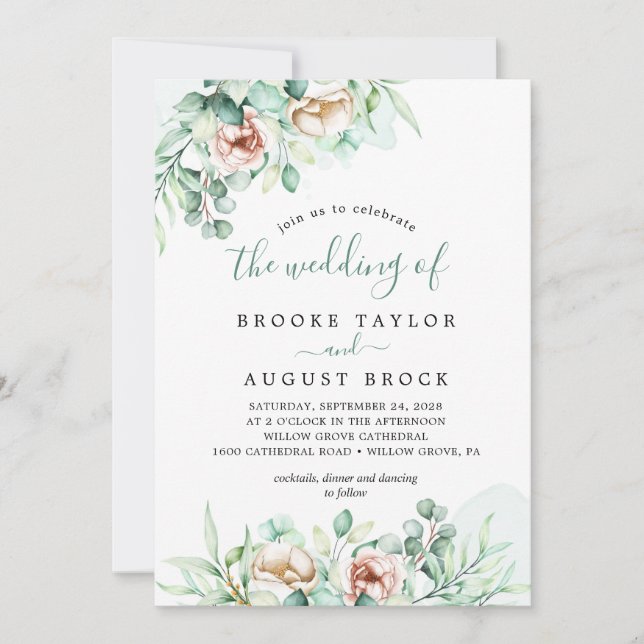 Emerald Greenery O Casamento Do Convite (Frente)