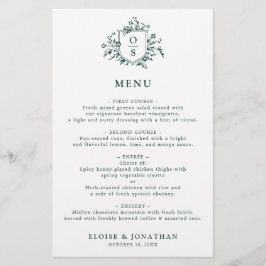 Emerald Greenery Vintage Menu de Casamento Botânic