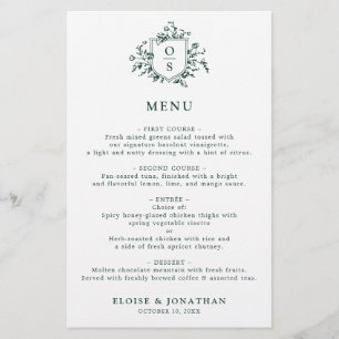 Emerald Greenery Vintage Menu de Casamento Botânic