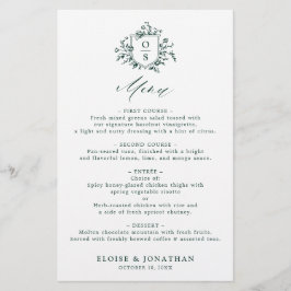 Emerald Greenery Vintage Menu de Casamento Botânic